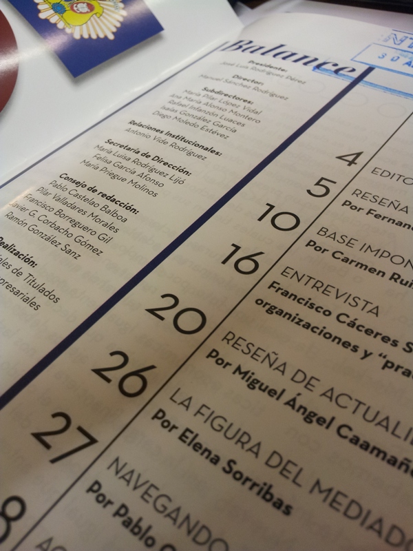 Índice de la Revista Balance. Página 26 La figura del mediador por Elena Sorribas